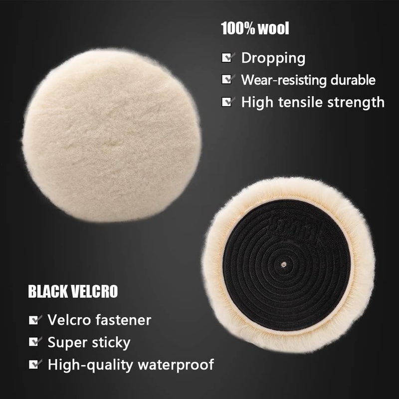 SPTA Wool Buffing Polishing Pads, 3Pcs 5 Inch (125mm) Wool Cutting Pad, Wool Compounding Pad, Buffing and Polishing Pads Buffing Wheel for 5 Inch Car Polisher Compounding, Polishing, Buffing - Image 3